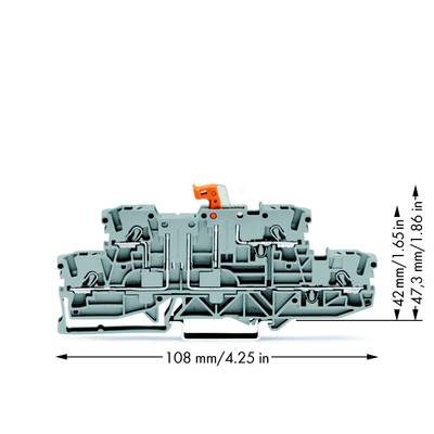 WAGO 2002-2971 Scheidingsklem 2-etages 5.20 mm Spanveer Toewijzing: L, L Grijs 50 stuk(s) 