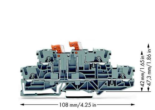 WAGO 2002-2951 Scheidingsklem 2-etages 5.20 mm Spanveer Toewijzing: L, L Grijs 50 stuk(s) Piece