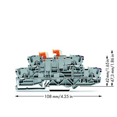 WAGO 2002-2958 Scheidingsklem 2-etages 5.20 mm Spanveer Toewijzing: L, L Grijs 50 stuk(s) 
