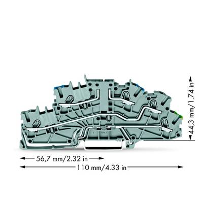 WAGO 2003-6640 Installatie-etageklem 5.20 mm Spanveer Toewijzing: N, L, Terre Grijs 50 stuk(s) 