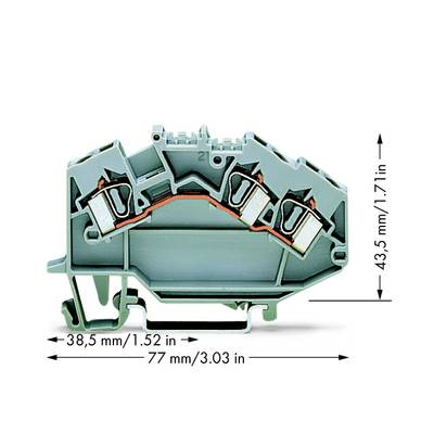 WAGO 781-631 Doorgangsklem 6 mm Spanveer Toewijzing: L Grijs 50 stuk(s) 
