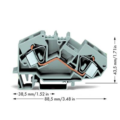 WAGO 783-601 Doorgangsklem 12 mm Spanveer Toewijzing: L Grijs 25 stuk(s) 