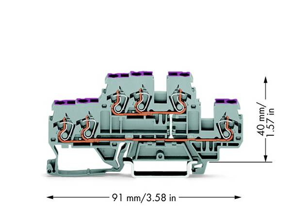 WAGO 870-538 Doorgangsklem 2-etages 5 mm Spanveer Toewijzing: L Grijs 50 stuk(s)