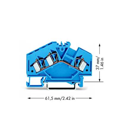 WAGO 281-651 Doorgangsklem 6 mm Spanveer Toewijzing: N Blauw 100 stuk(s) 