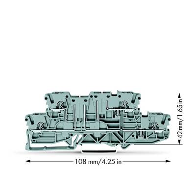 WAGO 2002-2961 Basisklem 2-etages 5.20 mm Veerklem Toewijzing: L, L Grijs 50 stuk(s) 