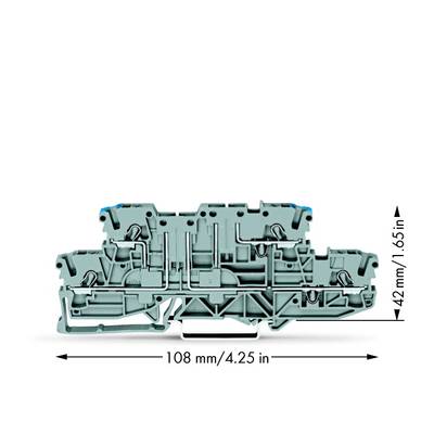 WAGO 2002-2963 Basisklem 2-etages 5.20 mm Spanveer Toewijzing: L, N Grijs 50 stuk(s) 