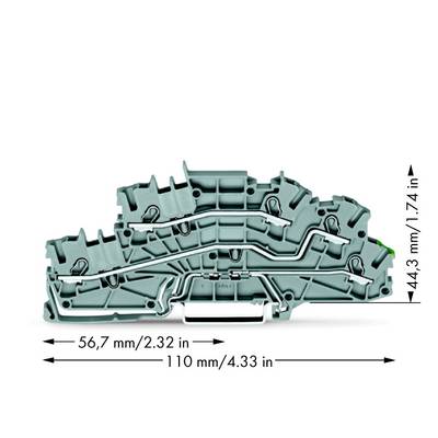 WAGO 2003-6645 Installatie-etageklem 5.20 mm Spanveer Toewijzing: L, L, Terre Grijs 50 stuk(s) 