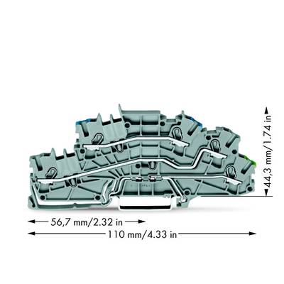 WAGO 2003-6646 Installatie-etageklem 5.20 mm Spanveer Toewijzing: N, L, Terre Grijs 50 stuk(s) 