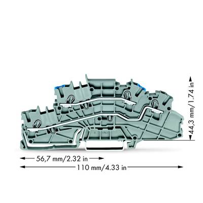 WAGO 2003-6649 Installatie-etageklem 5.20 mm Spanveer Toewijzing: N, L Grijs 50 stuk(s) 