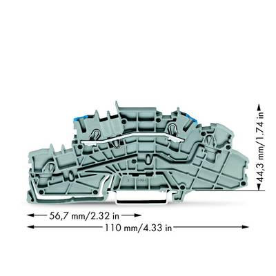 WAGO 2003-6651 Installatie-etageklem 5.20 mm Spanveer Toewijzing: N Grijs 50 stuk(s) 