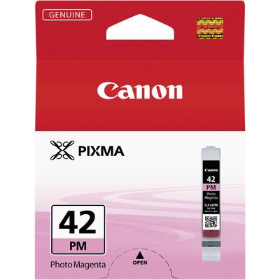 Canon Pixma inktcartridge 42 PM Magenta in rode verpakking. Linksboven staat 'Origineel'. Afbeelding van een inktcartridge rechts.