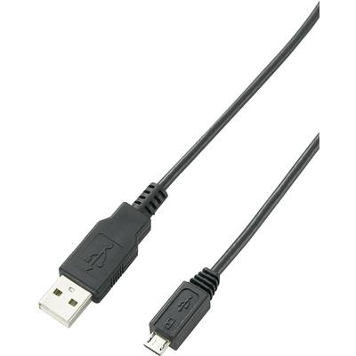  USB-kabel  USB-micro-B stekker, USB-A stekker 1.00 m Zwart Vergulde steekcontacten, UL gecertificeerd 662700