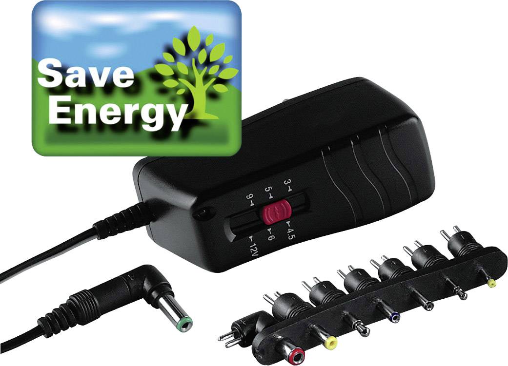 Hama 00046611 Stekkernetvoeding, instelbaar 3 V/DC, 4.5 V/DC, 5 V/DC, 6 V/DC, 9 V/DC, 12 V/DC 1000 mA-1