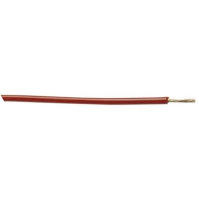 Een rood elektriciteitssnoer met open uiteinde dat de koperen geleiders blootlegt.