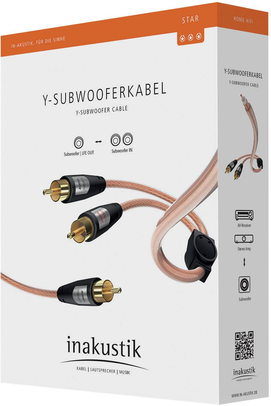 Inakustik Star II audiokabel cinchstekker naar 2x cinchstekker transparant 3 m-4