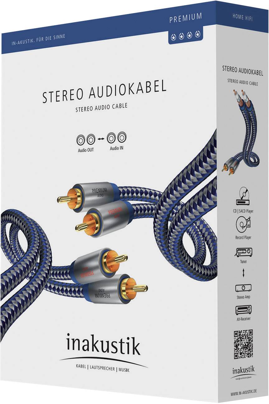 Inakustik 0040403 Cinch Audio Aansluitkabel [2x Cinch-stekker - 2x Cinch-stekker] 3.00 m Blauw, Zilver Vergulde steekcon-4