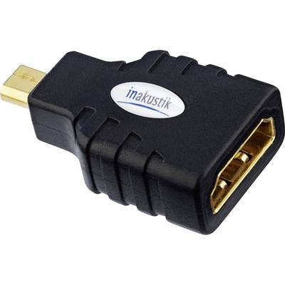 Inakustik 0045218 HDMI Adapter [1x HDMI-stekker D micro - 1x HDMI-bus] Zwart Vergulde steekcontacten 