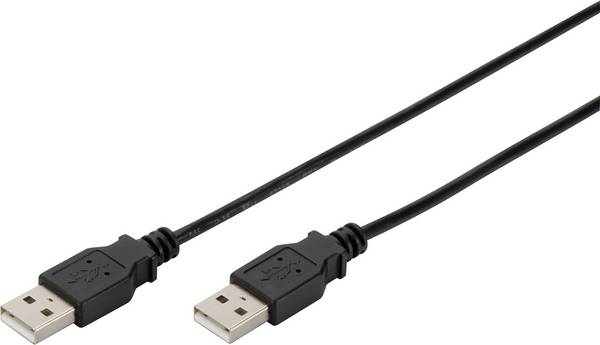 Digitus AK-300101-018-S USB-kabel USB 2.0 USB-A stekker, USB-A stekker 1.80 m Zwart Afgeschermd (dubbel)