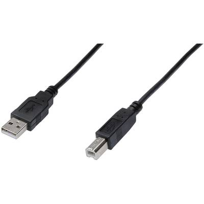 Digitus USB-kabel USB 2.0 USB-A stekker, USB-B stekker 5.00 m Zwart  AK-300105-050-S