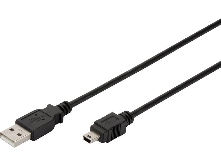 Digitus USB 2.0 Aansluitkabel [1x USB 2.0 stekker A 1x USB 2.0 stekker mini-B] 3 m Zwart UL gecertif