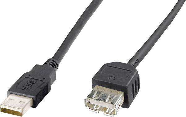 Digitus AK-300200-018-S USB-kabel USB 2.0 USB-A stekker, USB-A bus 1.80 m Zwart