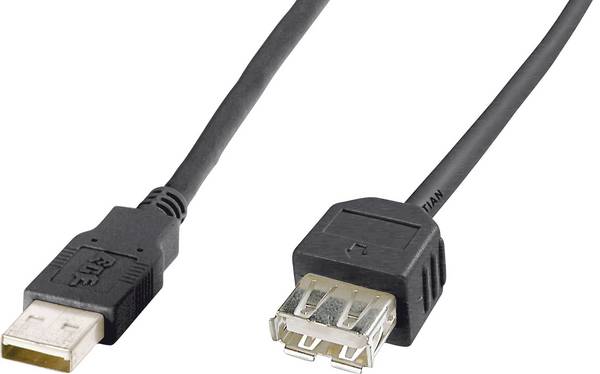 Digitus AK-300200-030-S USB-kabel USB 2.0 USB-A stekker, USB-A bus 3.00 m Zwart Onafgeschermd