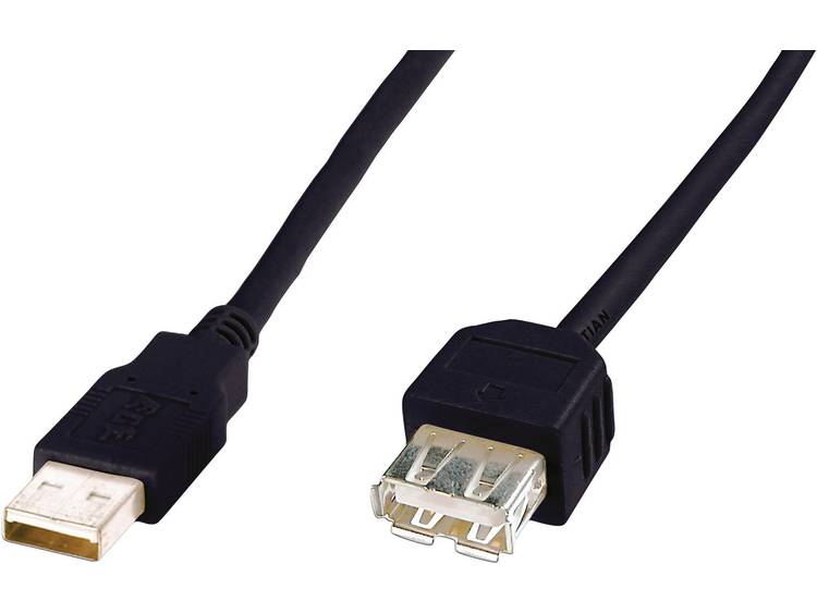 Digitus USB 2.0 Verlengkabel [1x USB 2.0 stekker A 1x USB 2.0 bus A] 1.80 m Zwart UL gecertificeerd