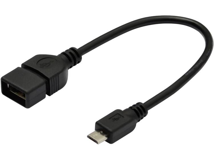 Digitus USB 2.0 Adapter [1x USB 2.0 stekker micro-B 1x USB 2.0 bus A] Zwart