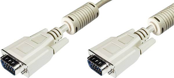 Digitus AK-310103-018-E VGA-kabel VGA Aansluitkabel VGA-stekker 15-polig, VGA-stekker 15-polig 1.80 m Grijs Schroefbaar, Met Ferrietkern