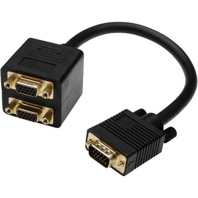 Digitus AK-310400-002-S VGA-kabel VGA Y-kabel VGA-stekker 15-polig, VGA-bus 15-polig, VGA-bus 15-polig 0.20 m Zwart 