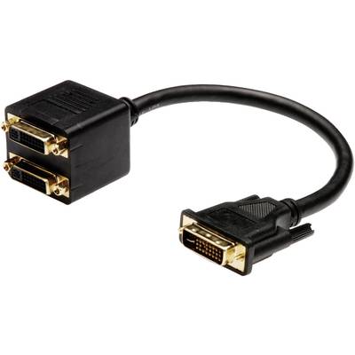 Digitus AK-320401-002-S DVI-kabel DVI Y-kabel DVI-I 24+5-polige stekker, DVI-I 24+5-polige bus 0.20 m Zwart 