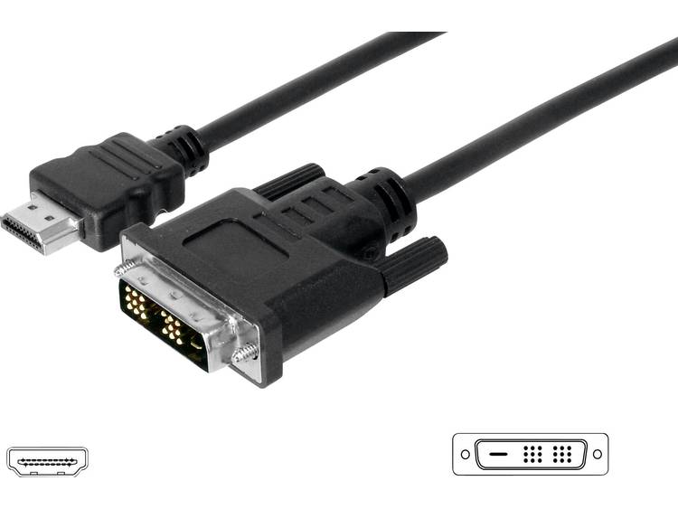Digitus HDMI-DVI Aansluitkabel [1x HDMI-stekker => 1x DVI-stekker 18+1-polig] 3 m Zwart