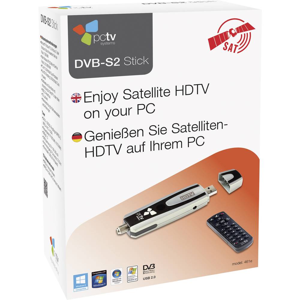 DVB-S TV-stick PCTV Systems PCTV DVB-S2 Stick 461E Met afstandsbediening, Opnamefunctie Aantal tuner