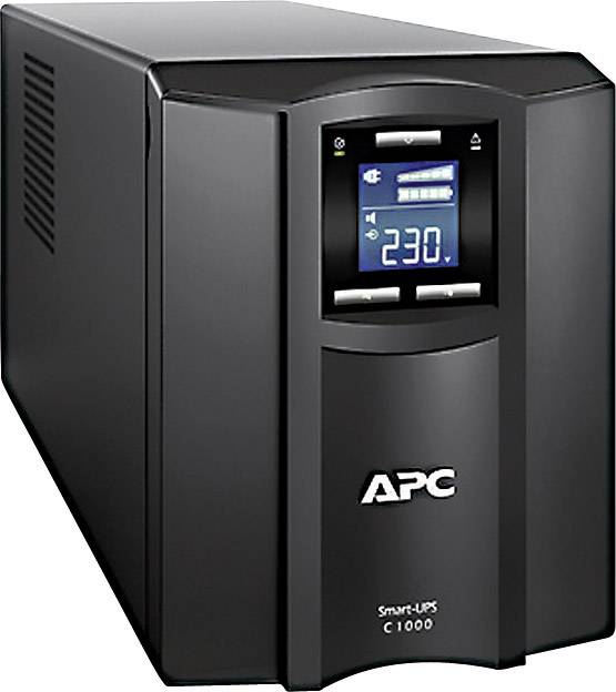 Ononderbreekbare Voedingsbron (UPS) van APC met digitaal display toont '230', biedt bescherming tegen stroomuitval en spanningspieken.