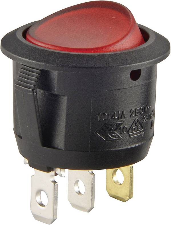 Wipschakelaar 250 V/AC 6 A 1 x uit/aan R13-112B B/R 230 V vastklikkend 1 stuk