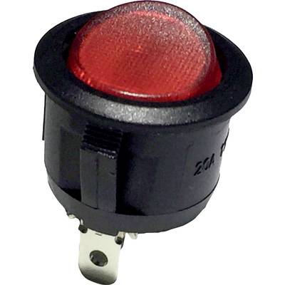 Rode drukknop-schakelaar in ronde behuizing, geschikt voor elektronische toepassingen.