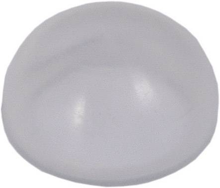 Een transparante, halfronde rubberen voet voor meubels en apparaten, reflecteert licht en heeft een gladde oppervlakte.