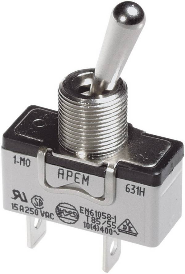 APEM 637H/2 637H/2 Tuimelschakelaar 250 V/AC 10 A 1x (aan)/uit/(aan)  Moment/0/moment 1 stuk(s)