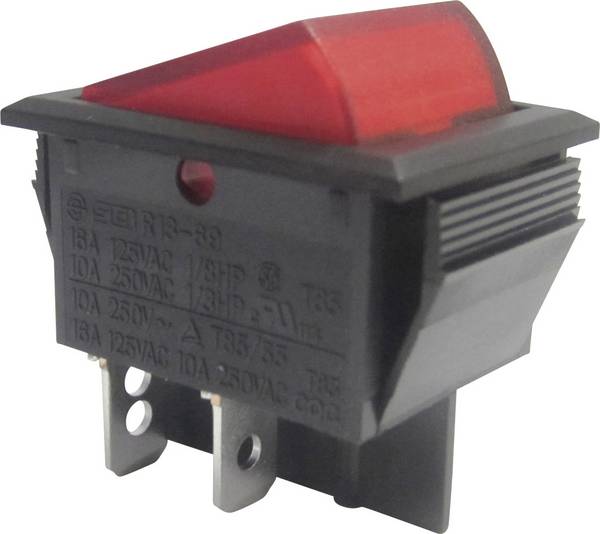TRU COMPONENTS 1587524 Wipschakelaar TC-R13-69B-01 RD 250 V/AC 10 A 2x uit/aan  Continu 1 stuk(s)