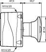 Tekening van een cilindrisch onderdeel met afmetingen: 47,9 mm en 39,7 mm, gedraaid met 'M16/20'.