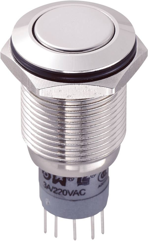 TRU COMPONENTS 701931 LAS2GQF-22/N/P Vandalismebestendige druktoets 250 V/AC 3 A 2x aan/(aan) Moment 1 stuk(s)