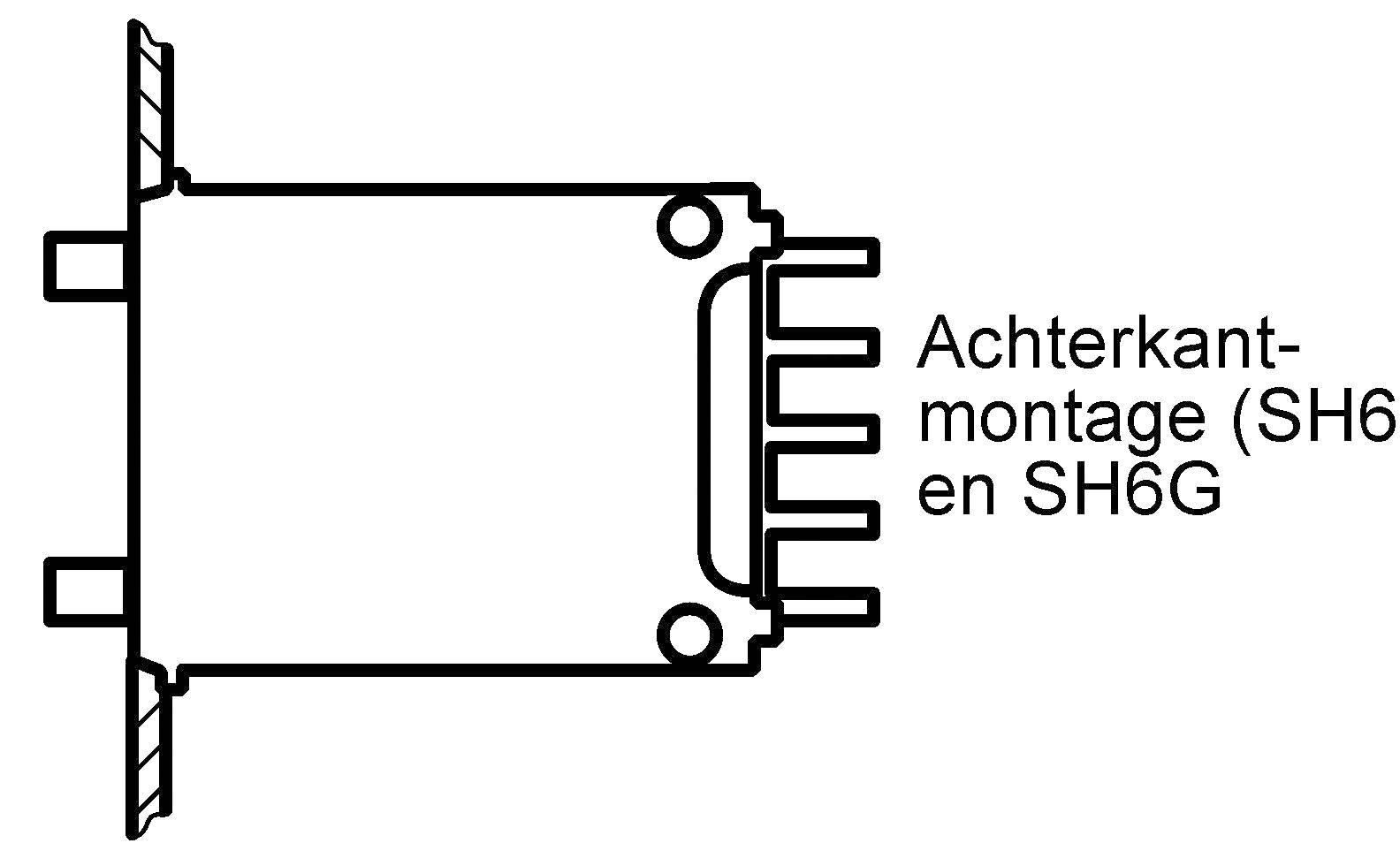 Diagram van een sensor met label 'PT100 temperatuursensor, IP33'. Toont een rechthoekige vorm met aansluitingen rechts.