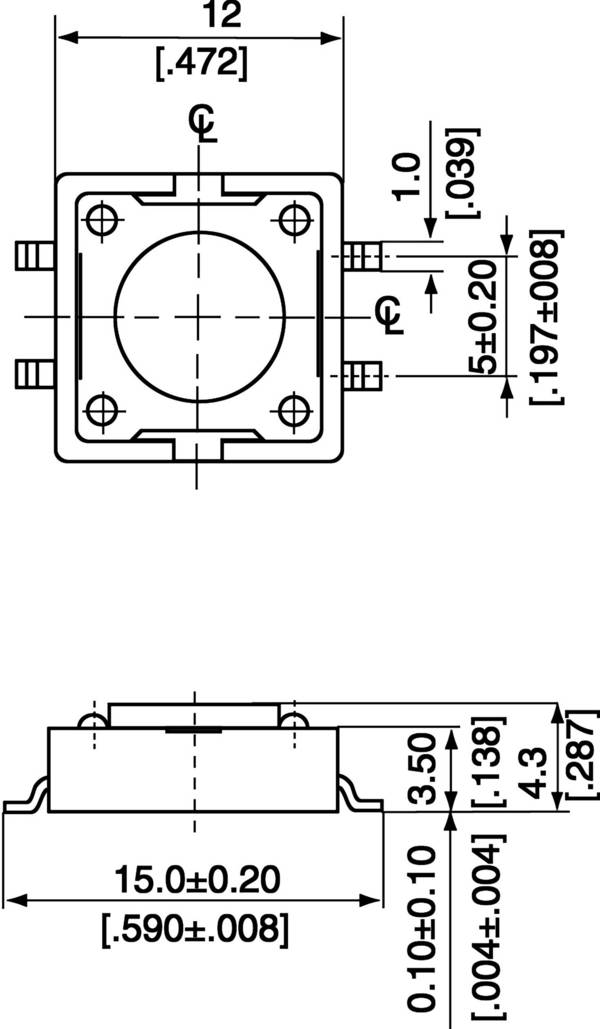 APEM DTSM-21N-V-B DTSM-21N-V-B Druktoets 12 V/DC 0.05 A 1x uit/(aan) Moment  (l x b x h) 12 x 12 x 4.3 mm  1 stuk(s)