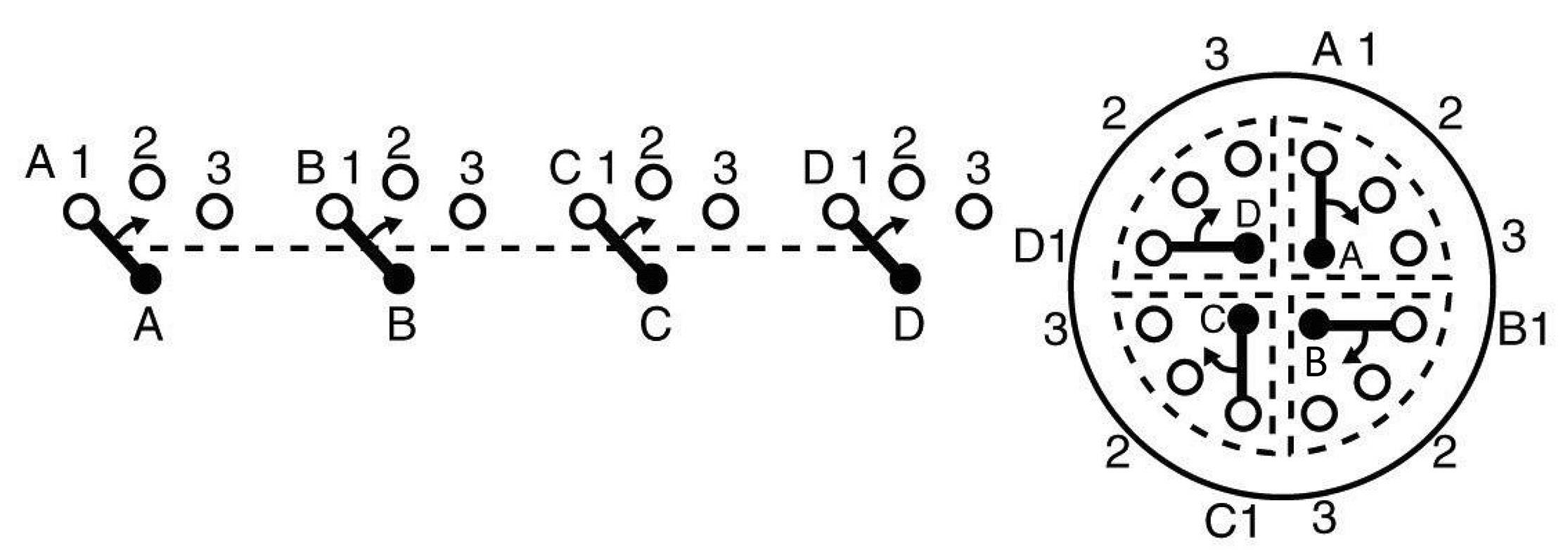 Draaischakelaar 4x3 PCB-bevestiging-7