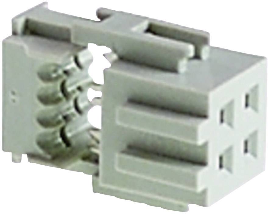 Modulaire stekkerverbinding met meerdere aansluitingen voor elektrische verbinding, grijs, rechthoekig van vorm.