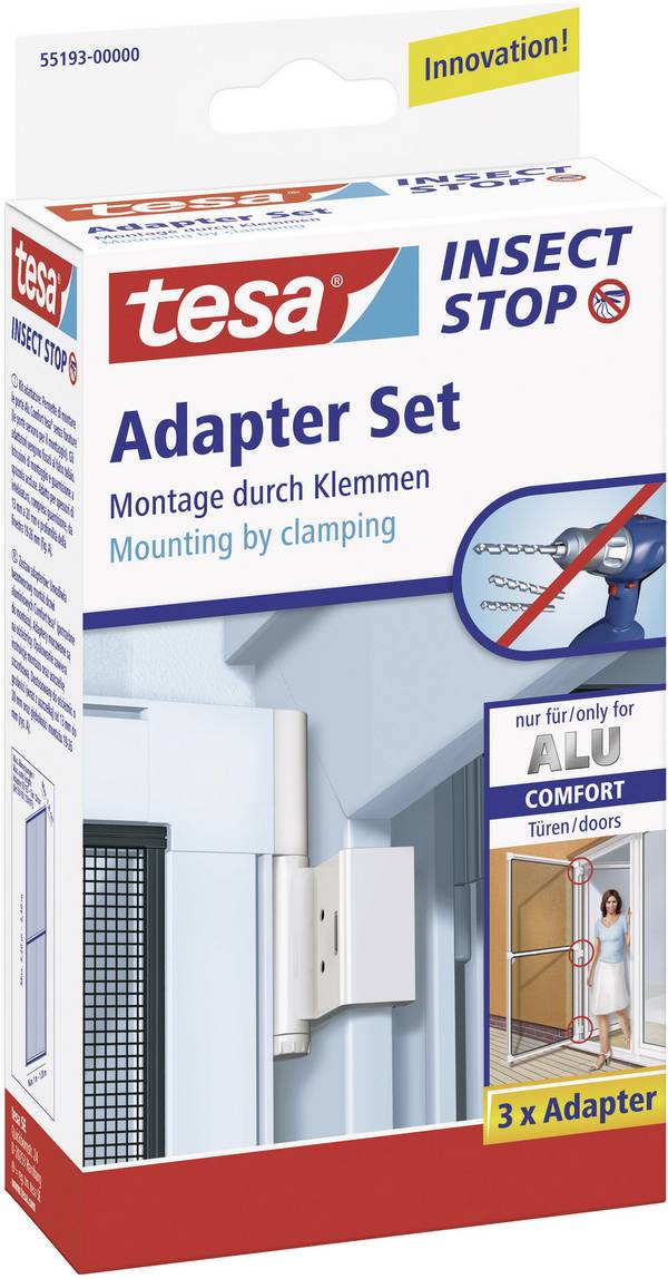 tesa 55193-00 Adapter Alu Comfort Vliegenhor-adapterset Geschikt voor merk Tesa Tesa vliegenhor  3 stuk(s)