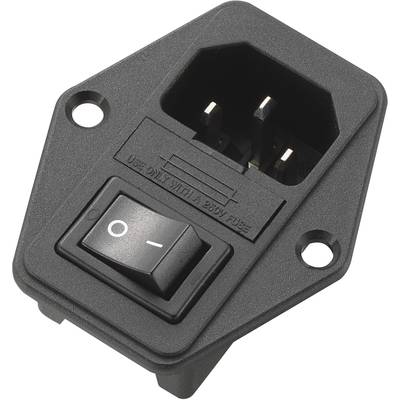 Euronorm-connector C14 stekker, inbouw verticaal totaal aantal polen: 2 + PE 10 A zwart 1 stuk-0