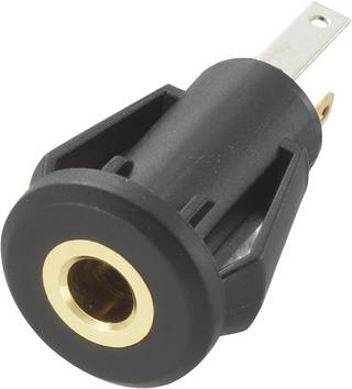 TRU COMPONENTS 718587 Jackplug 3,5 mm Bus, inbouw verticaal Aantal polen: 3 Stereo Zwart 1 stuk(s)