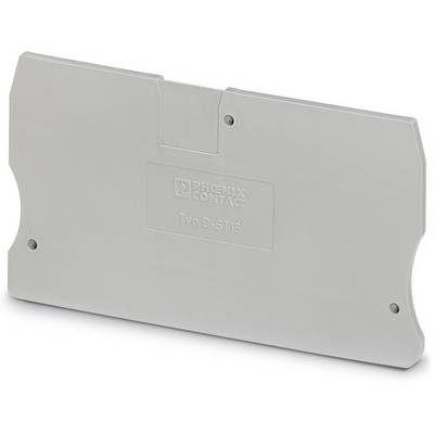 Grijze afdekplaat met de opdruk 'PHOENIX CONTACT Type D-ST 16', dient als afsluiting voor een elektrische klem.