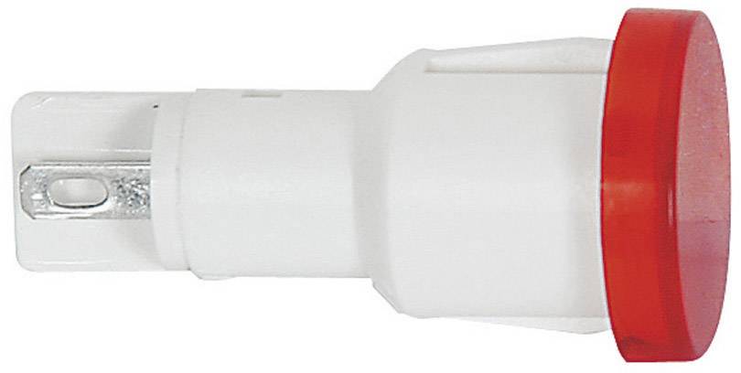 Een witte stekkerdoos-adapter met een rode rand ter aanduiding van bedrijfsgereedheid. Geschikt voor huishoudelijke apparaten.